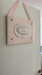 Rococo Embroidered Personalized Fabric Door Decoration | Named Baby Room Decor