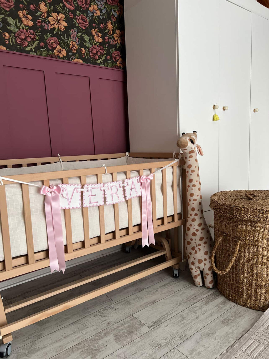 İsme Özel Makine Nakışlı Bebek Banner | Flama | Kapı Süsü