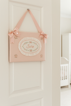 Rococo Embroidered Personalized Fabric Door Decoration | Named Baby Room Decor