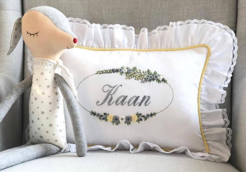 Belcekız Model Decorative Baby Pillow - Gray/Yellow