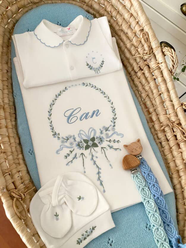 Damla Modeli Hastane Çıkışı Seti Mavi