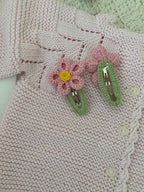 Örgü Papatya Çiçekli Bebek Saç Tokası