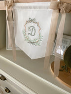 Kişiye Özel Keten Kurdele ve Harfli Bebek Banner / Kapı Süsü