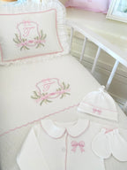 Hand Embroidered Name Blanket Set