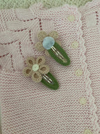 Örgü Papatya Çiçekli Bebek Saç Tokası