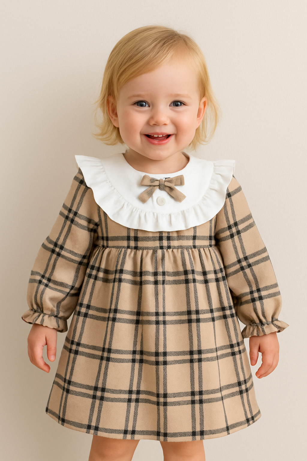 Amelie Bej Ekose Kız Bebek Yılbaşı Elbisesi 6-24 Ay