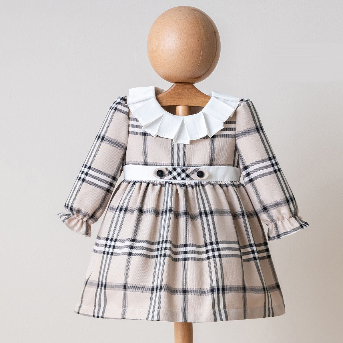 Noelle Bej Ekose Kız Bebek Yılbaşı Elbisesi 6-24 Ay