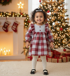 Sidney Burgundy Gray Plaid Baby Girl Christmas Dress 6-24 Months
