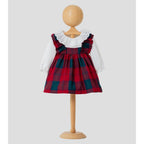 Mila– Red Plaid Baby Girl Dress | Elegant New Year's Dress with Scallop Collar Detail 6-24 Months
