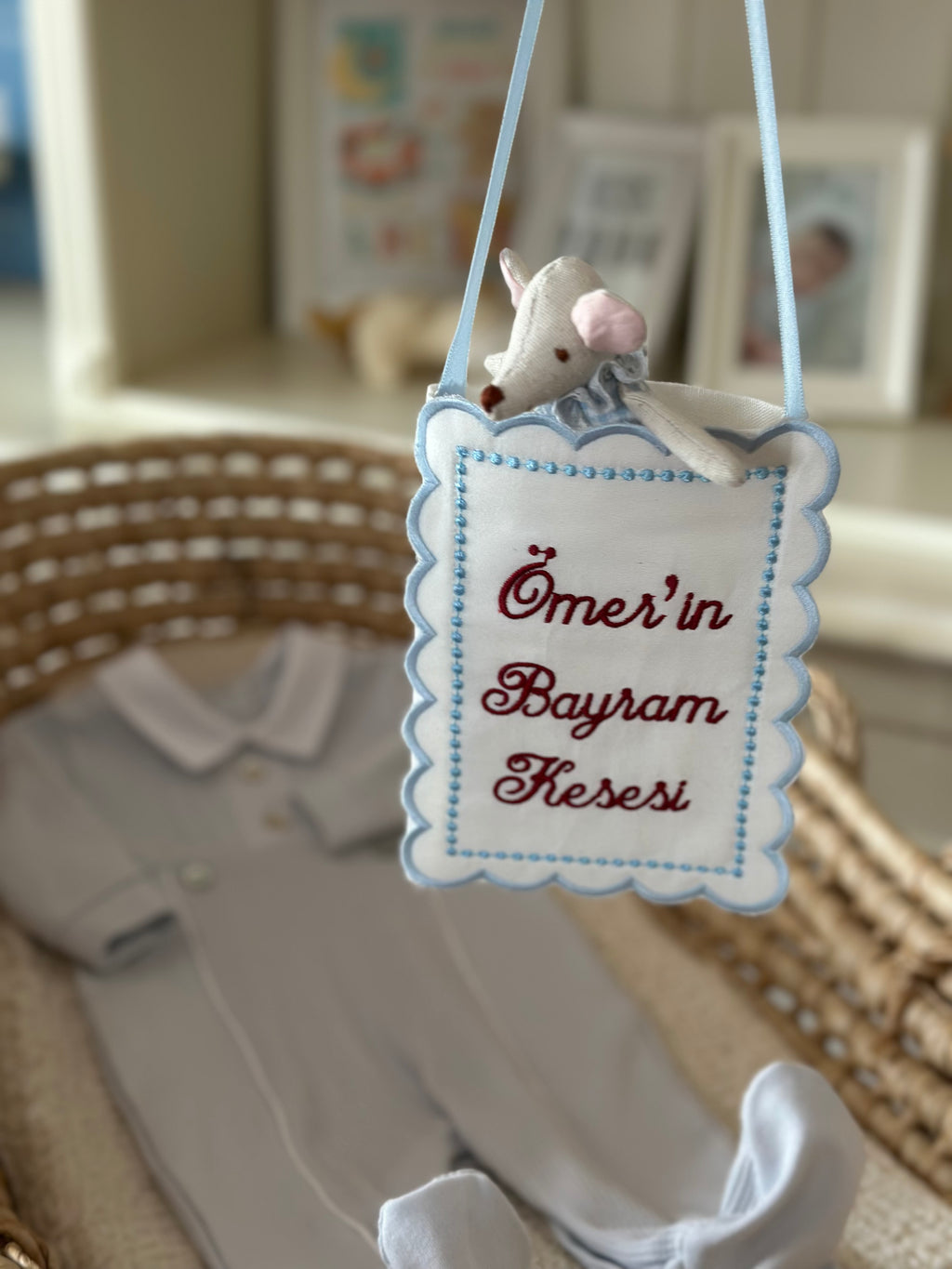 Kişiye Özel Bayram Kesesi Mavi Çerçeve