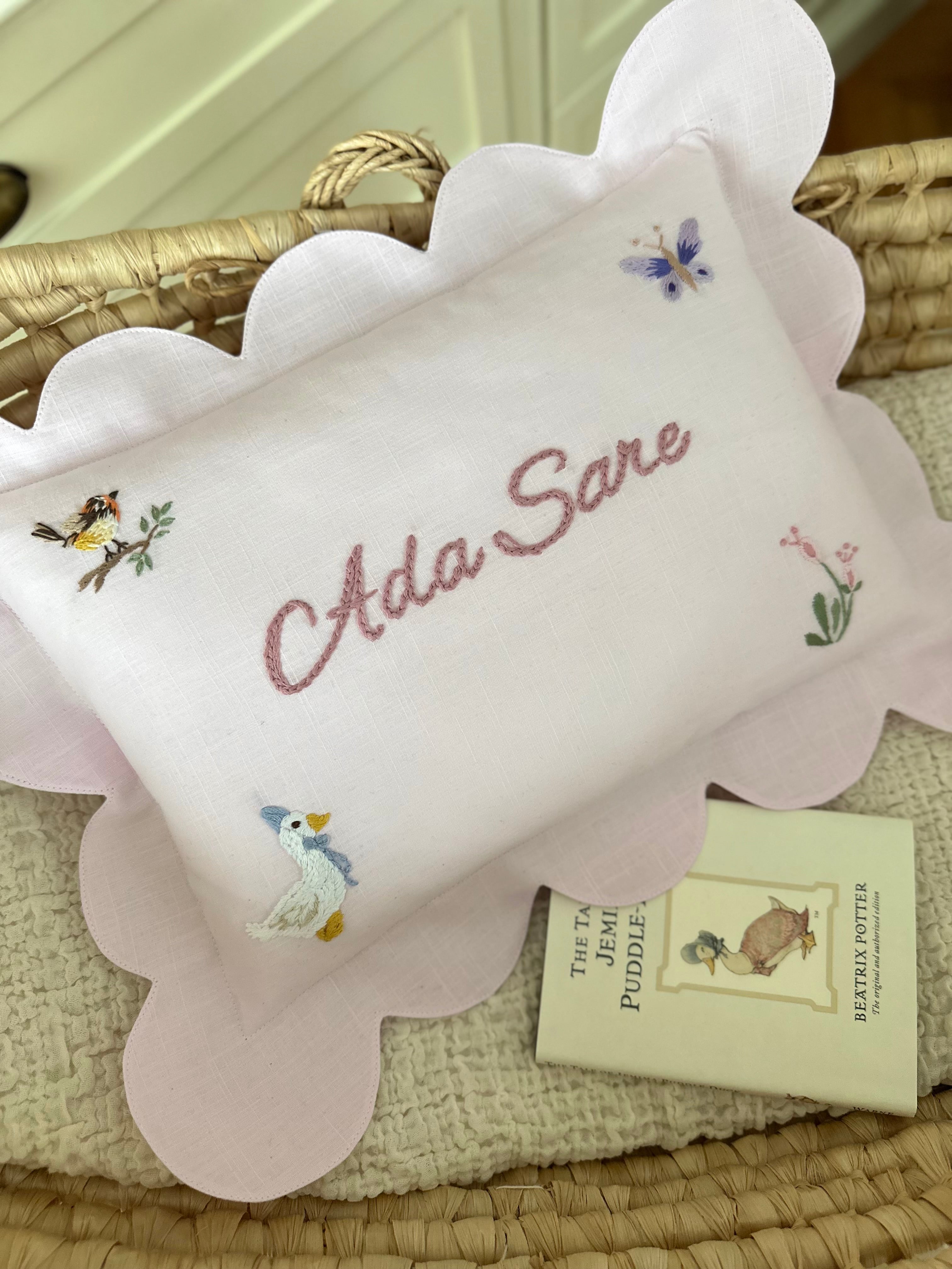 Kişiselleştirilmiş Keten Dilimli Bebek Yastığı