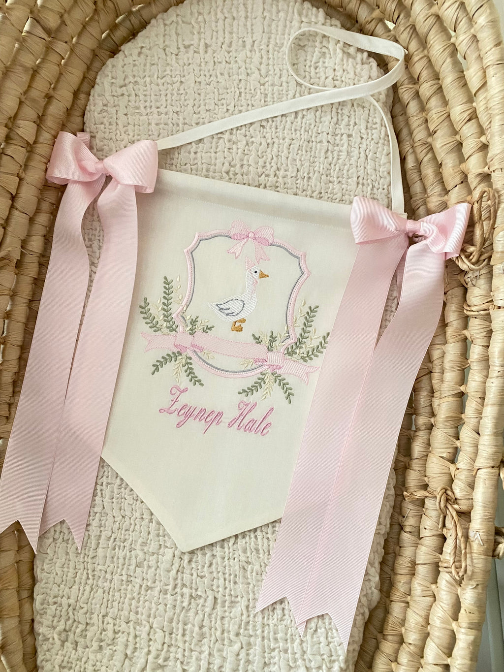 Duckling Kişiye Özel İsimli Keten Banner / Kapı Süsü Çelenk