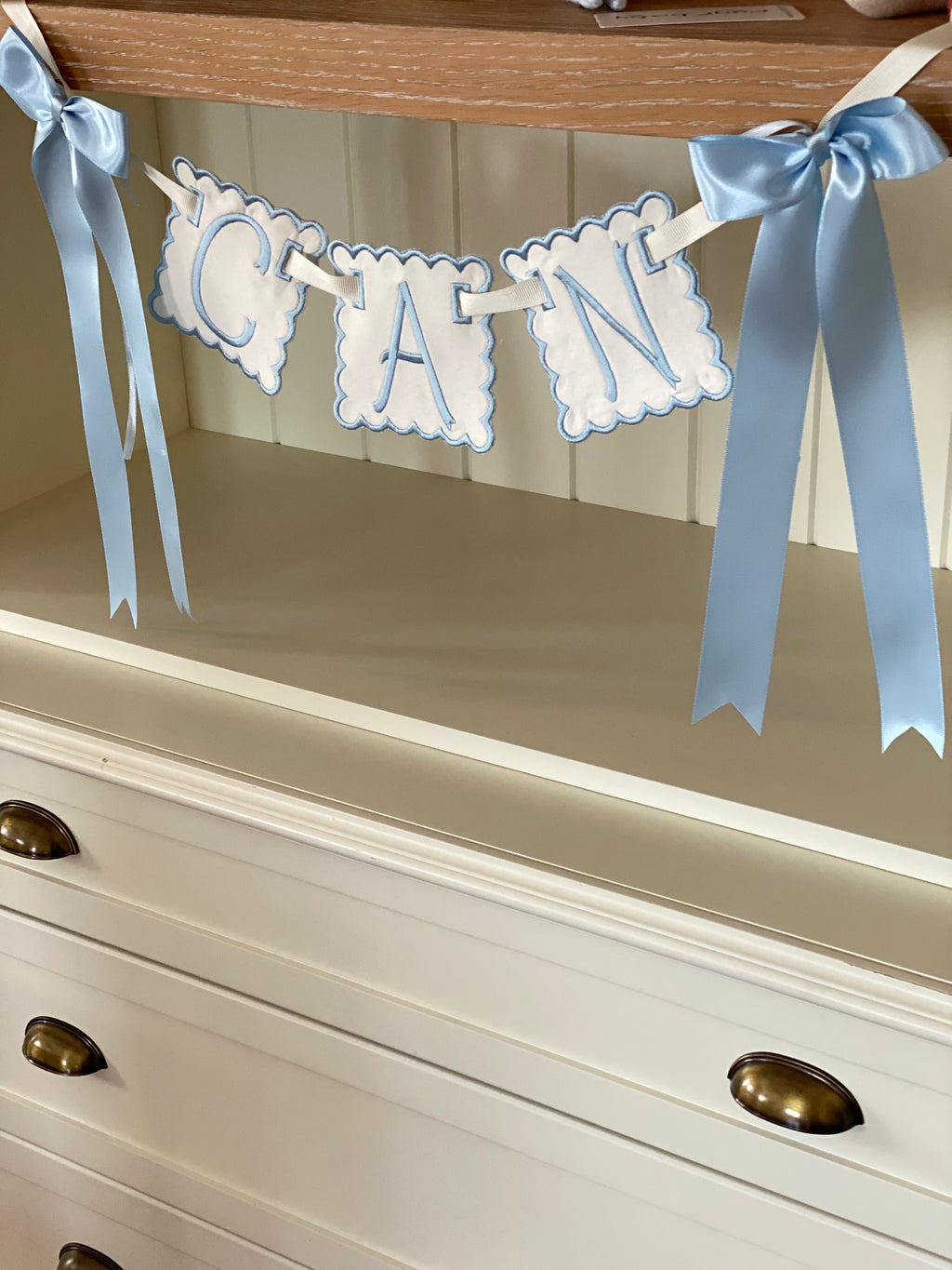 Personalized Machine Embroidered Baby Banner | Pennant | Door Decoration