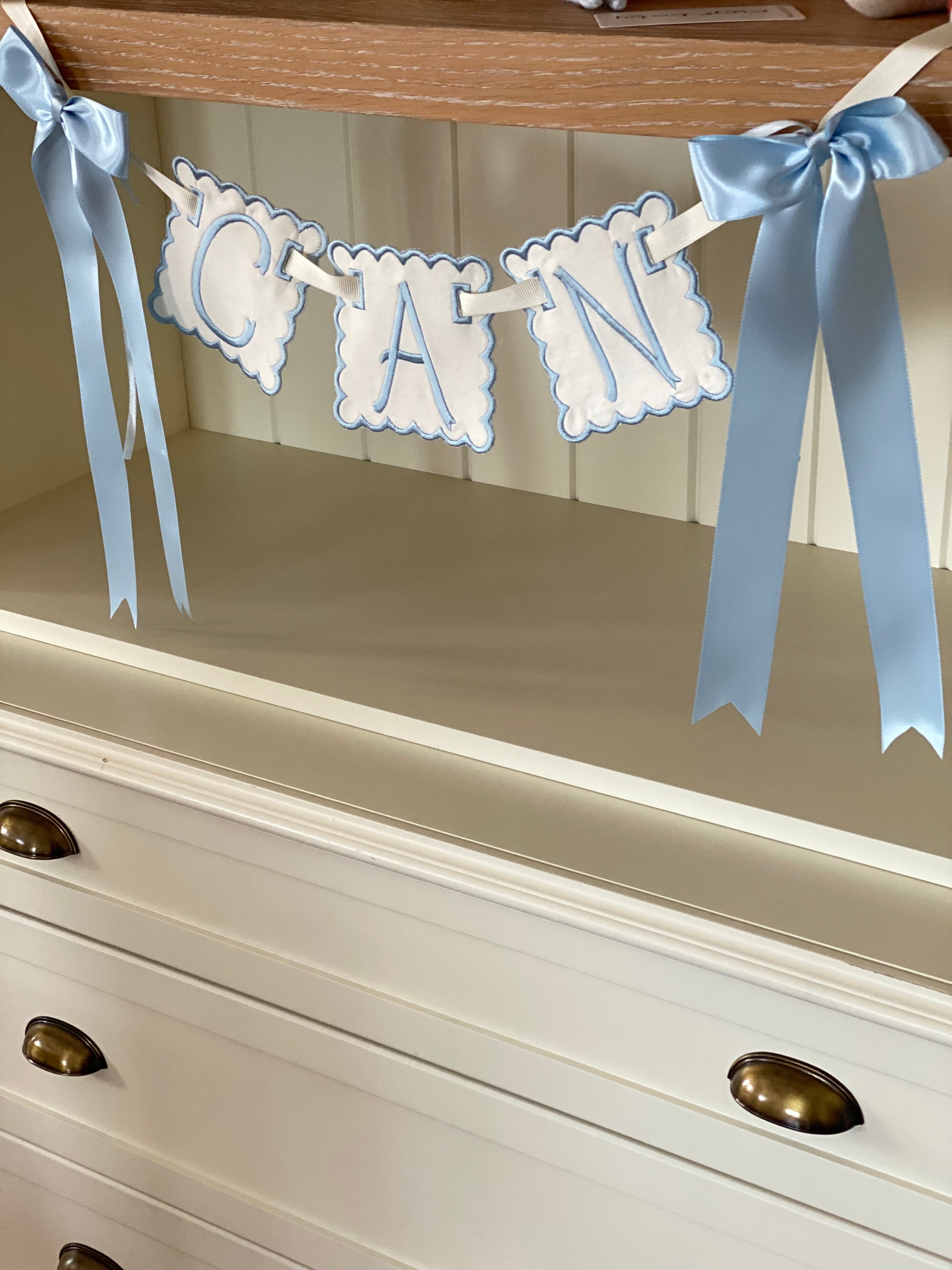 Personalized Machine Embroidered Baby Banner | Pennant | Door Decoration