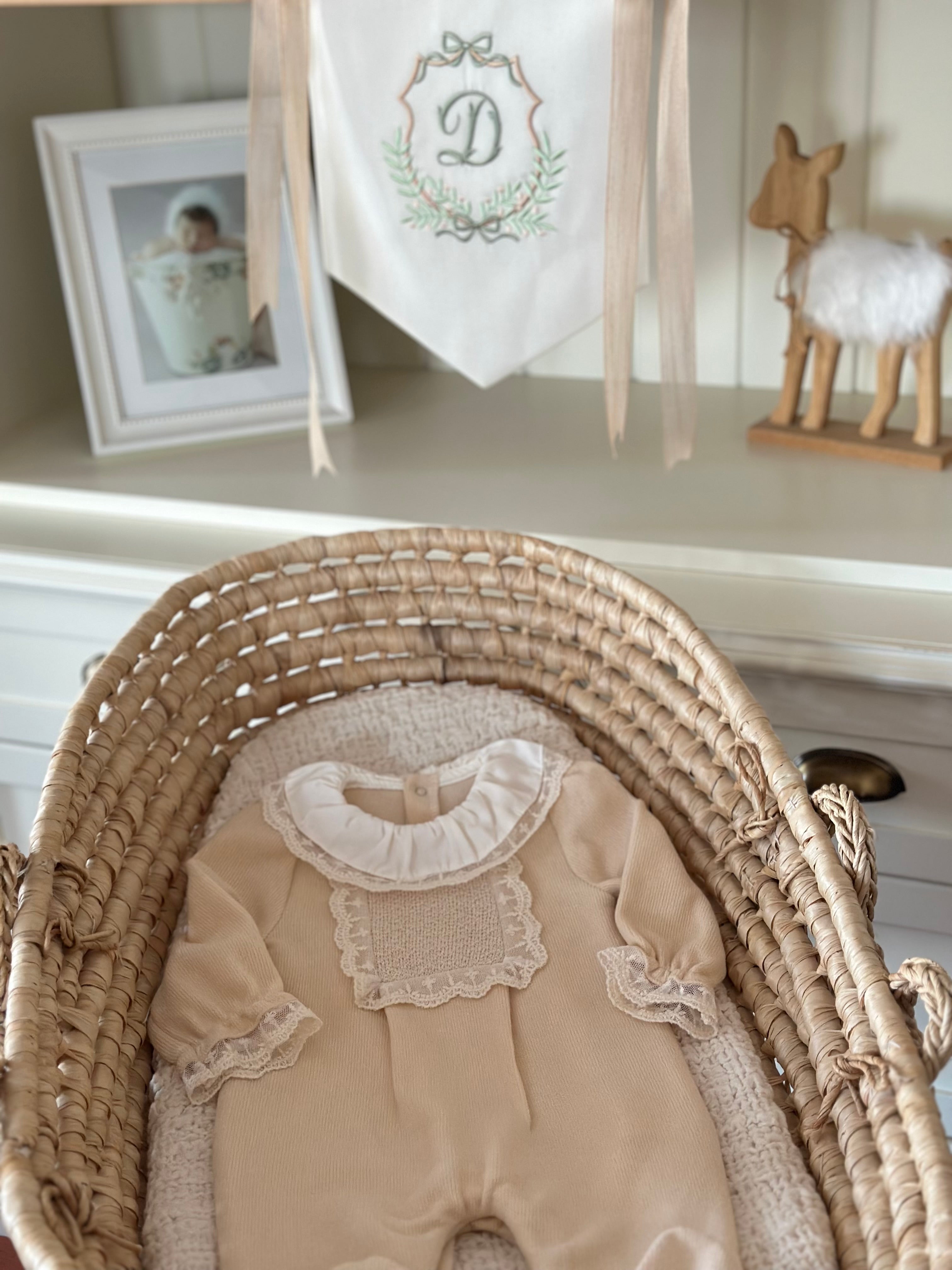 Lace Baby Girl Jumpsuit – Powder &amp; Salmon