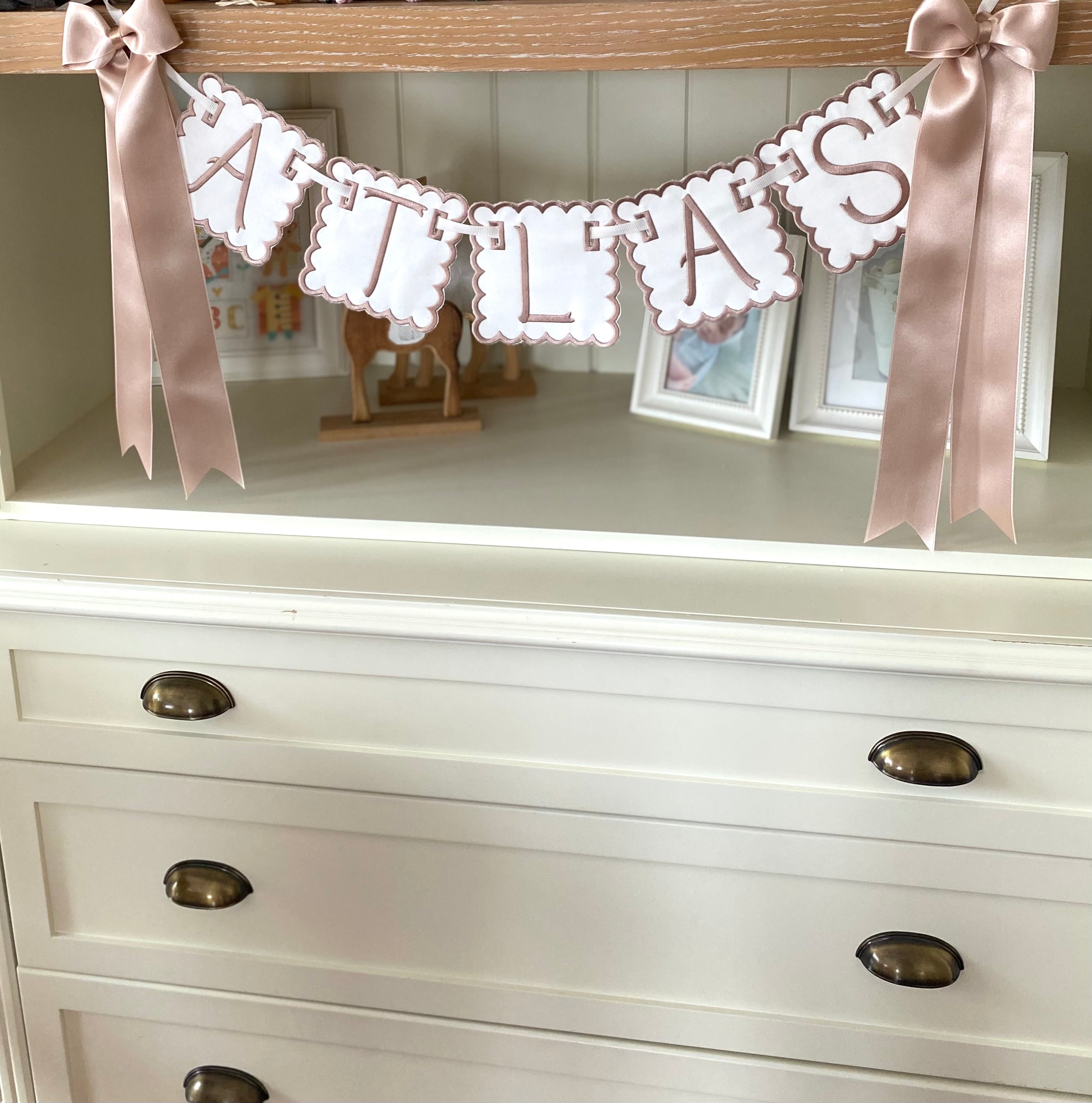 Personalized Machine Embroidered Baby Banner | Pennant | Door Decoration