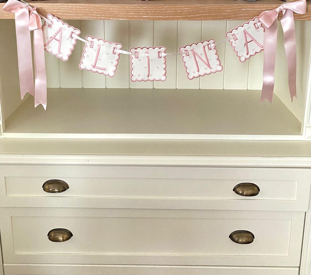 Personalized Machine Embroidered Baby Banner | Pennant | Door Decoration