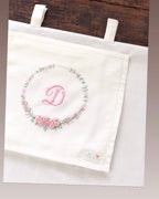 Ortancamsı İşlemeli Keten Puset Örtüsü Pembe/Mint