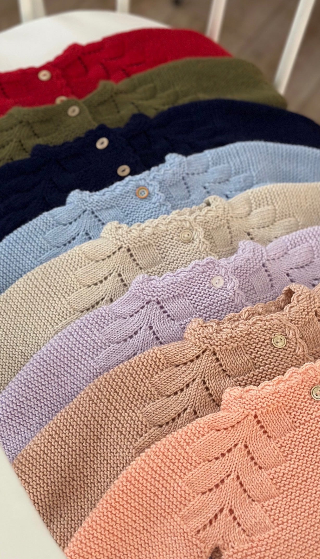 Düğmeli El Örgüsü Bebek Hırka Şapka Seti