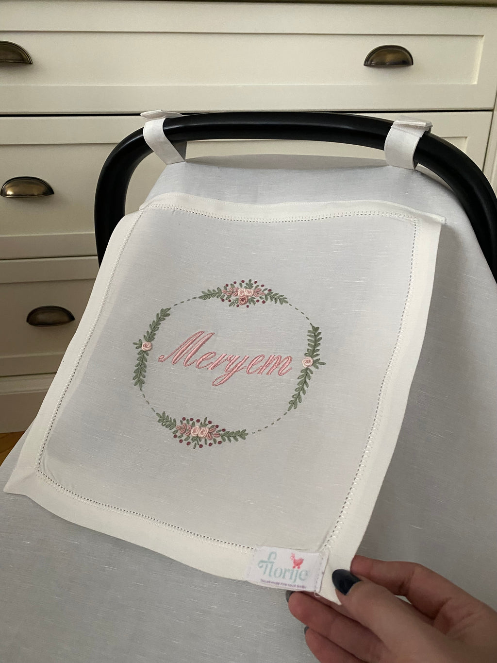 Dusty Rose Keten Puset Örtüsü Oval Model - Gül Kurusu