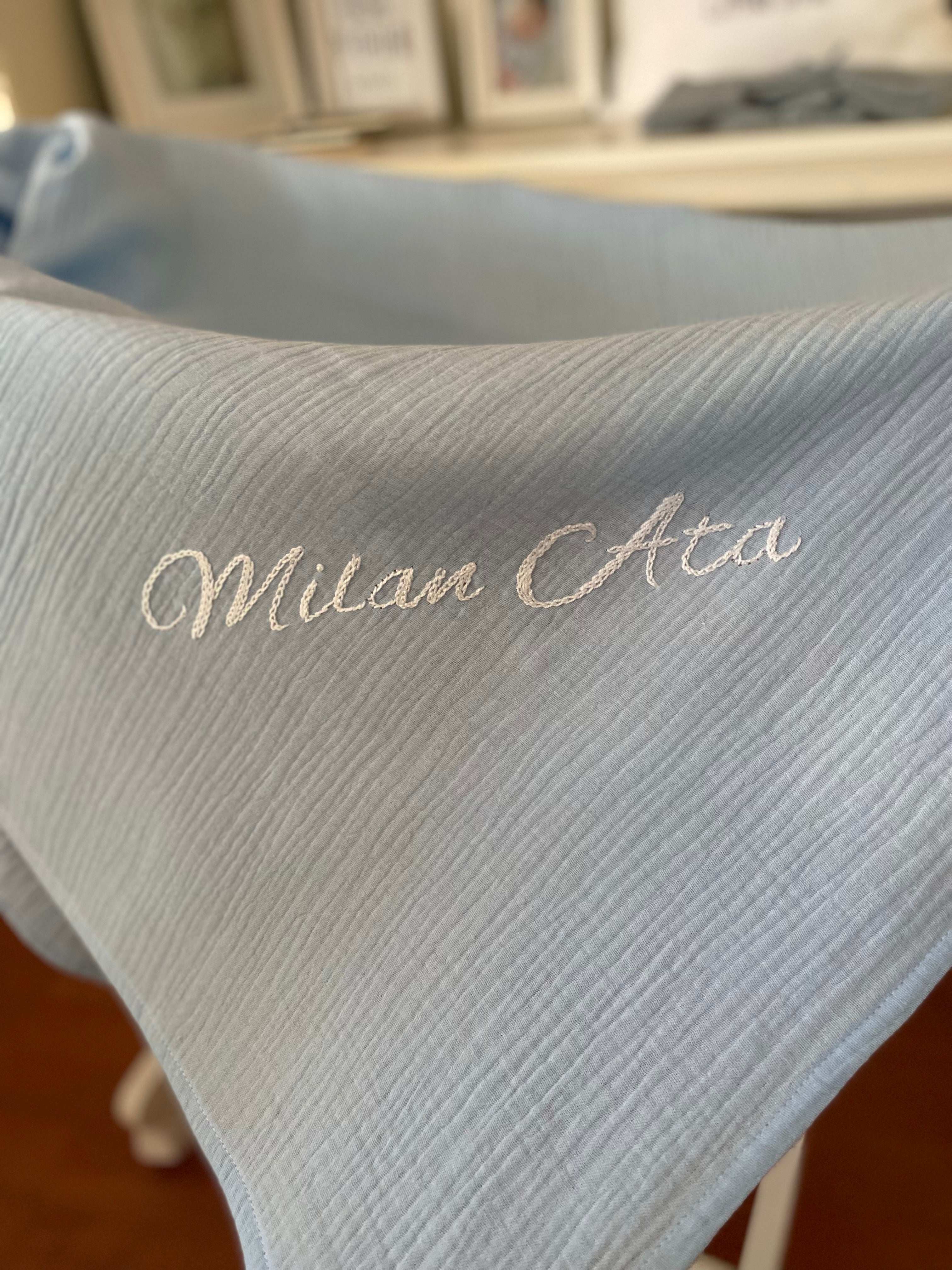 İsme Özel Müslin Battaniye Mavi