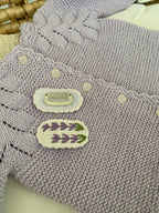 Örgü Lavanta Çiçekli Saçsız Bebek Tokası