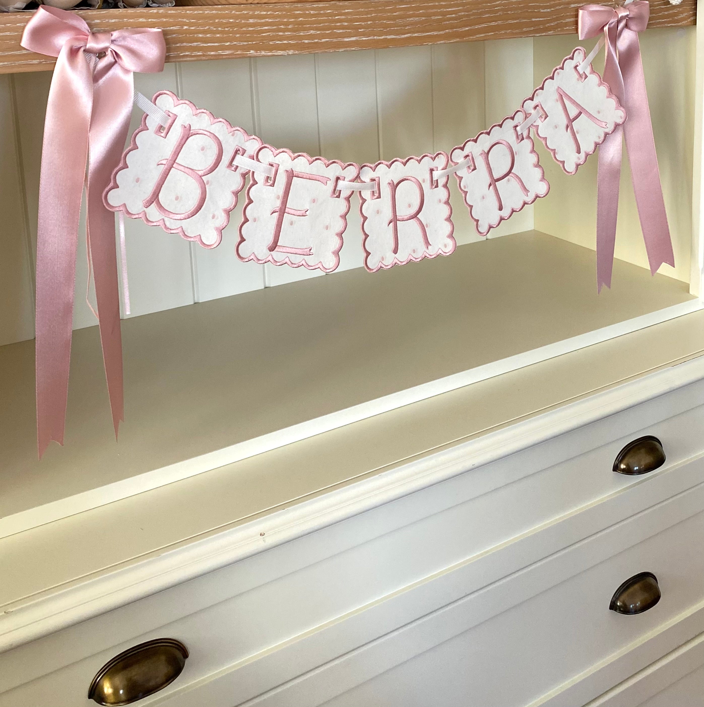 Personalized Machine Embroidered Baby Banner | Pennant | Door Decoration