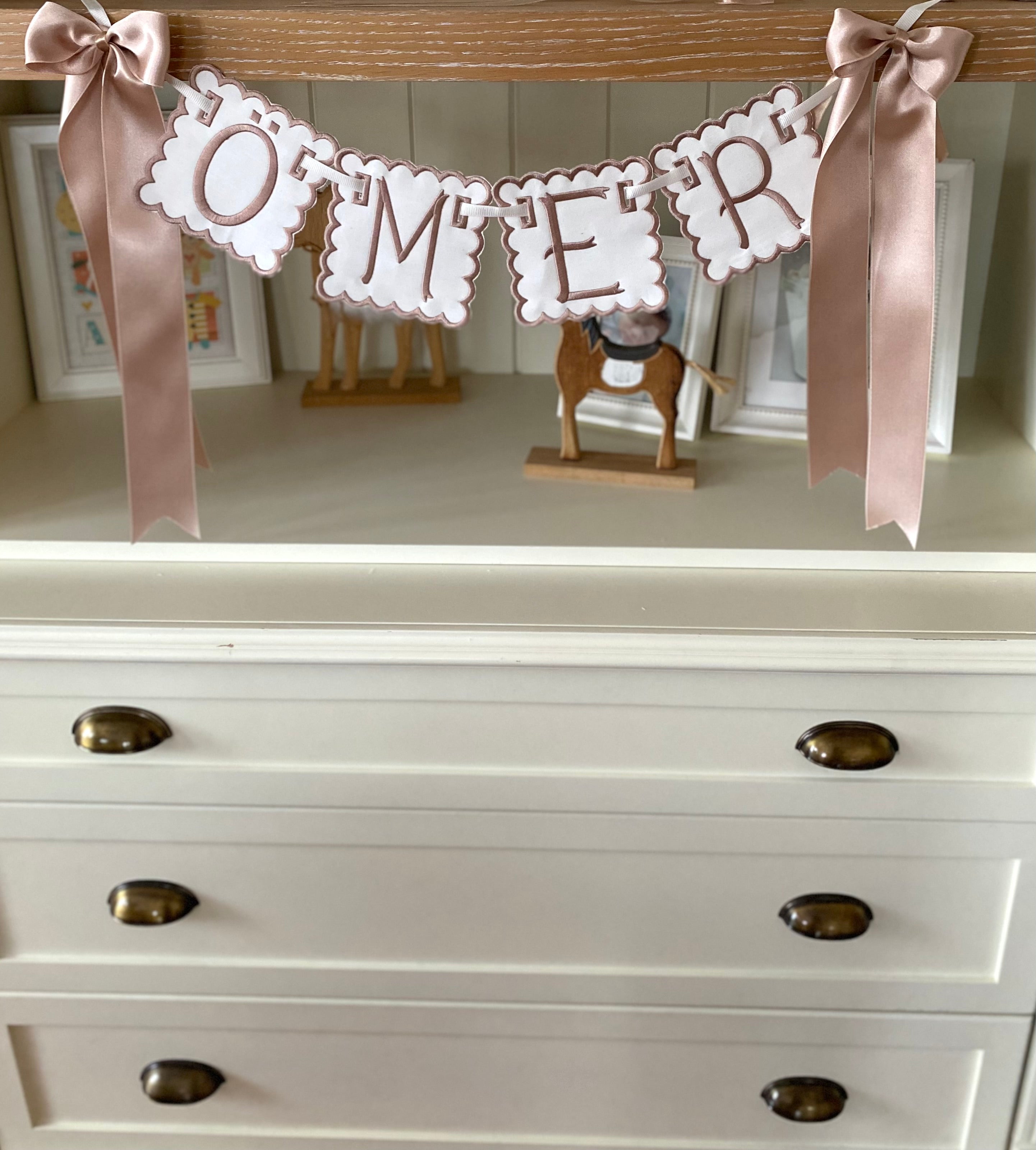 Personalized Machine Embroidered Baby Banner | Pennant | Door Decoration