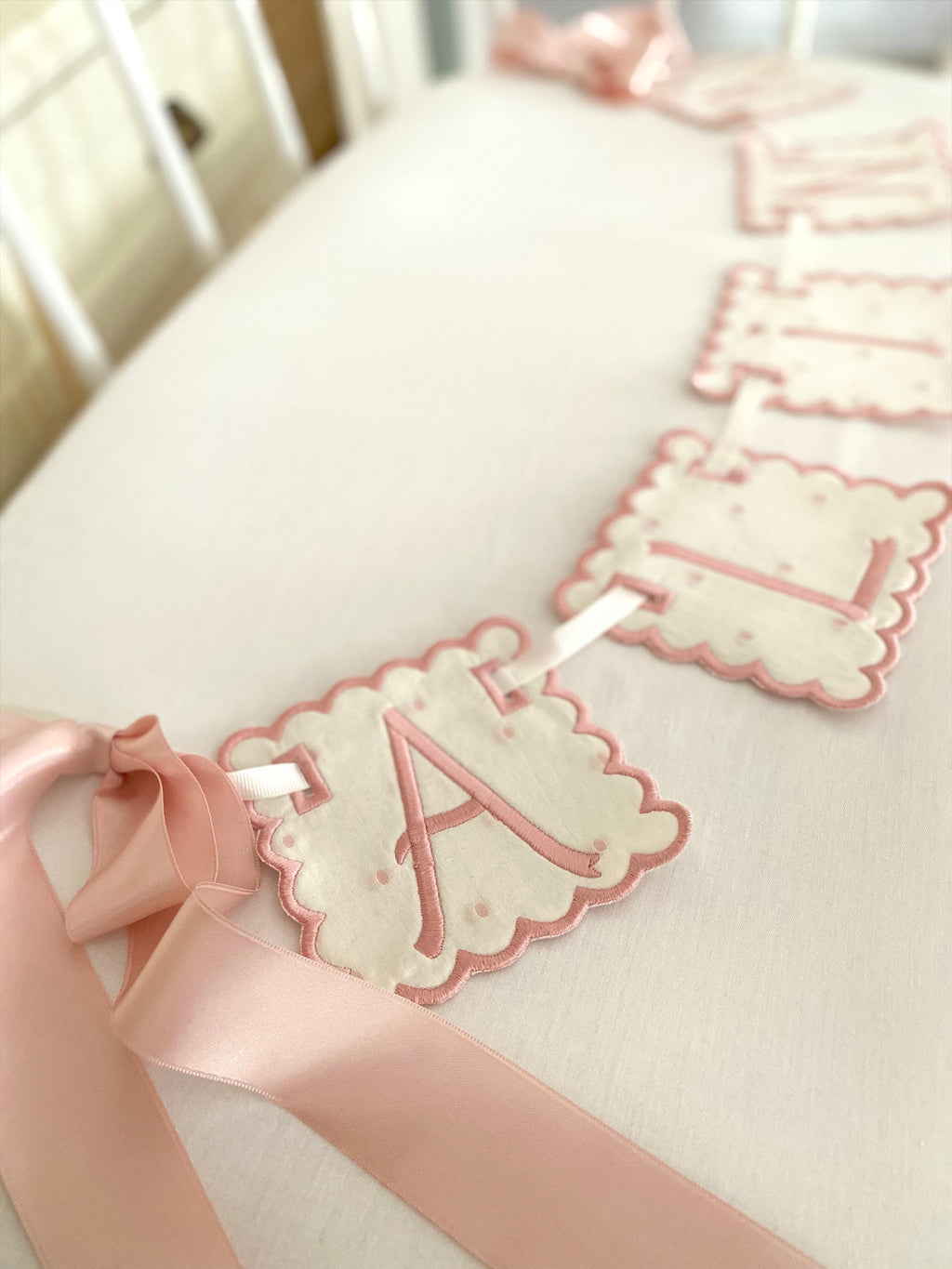 Personalized Machine Embroidered Baby Banner | Pennant | Door Decoration