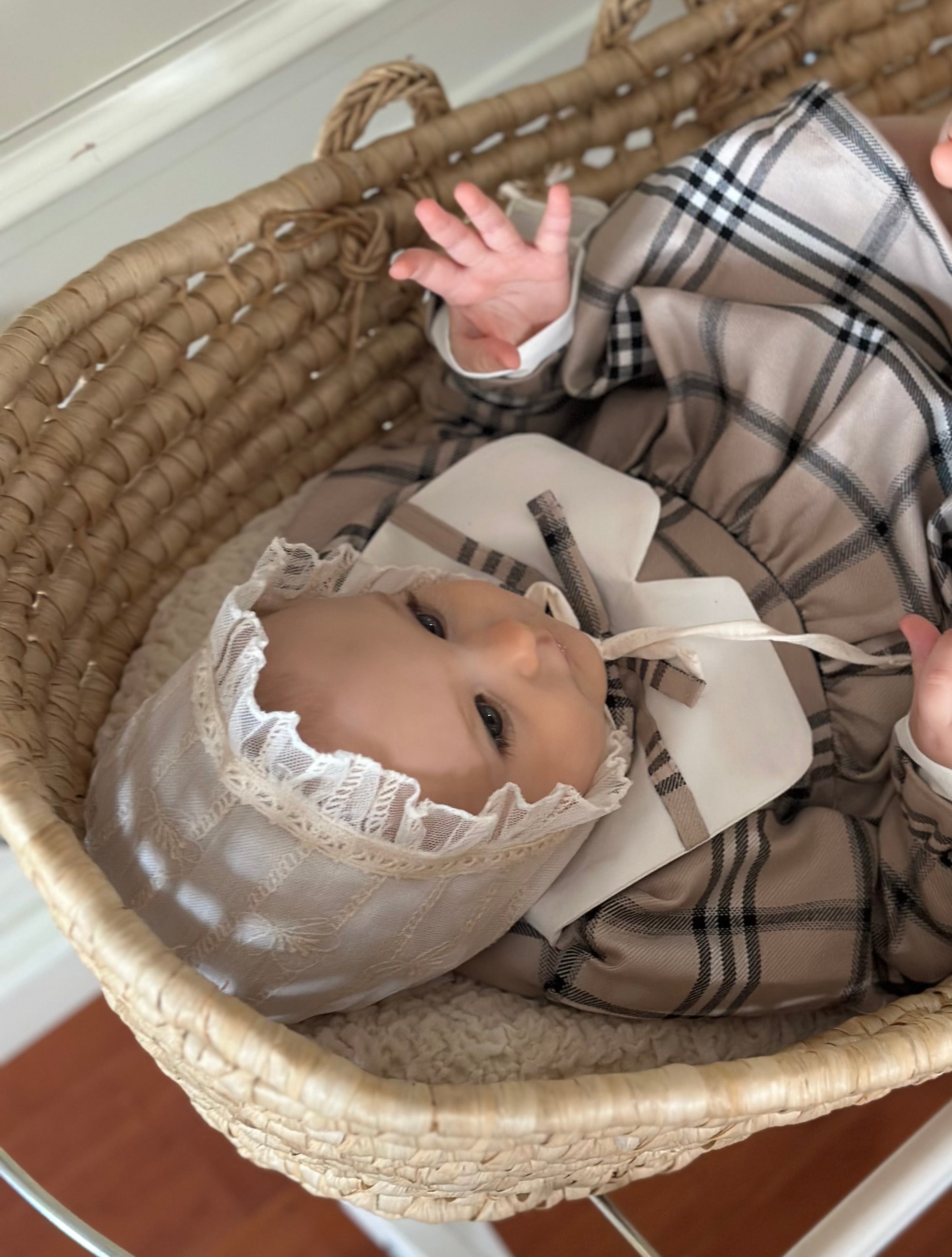 Iris Beige Plaid Baby Girl Christmas Dress 6-24 Months