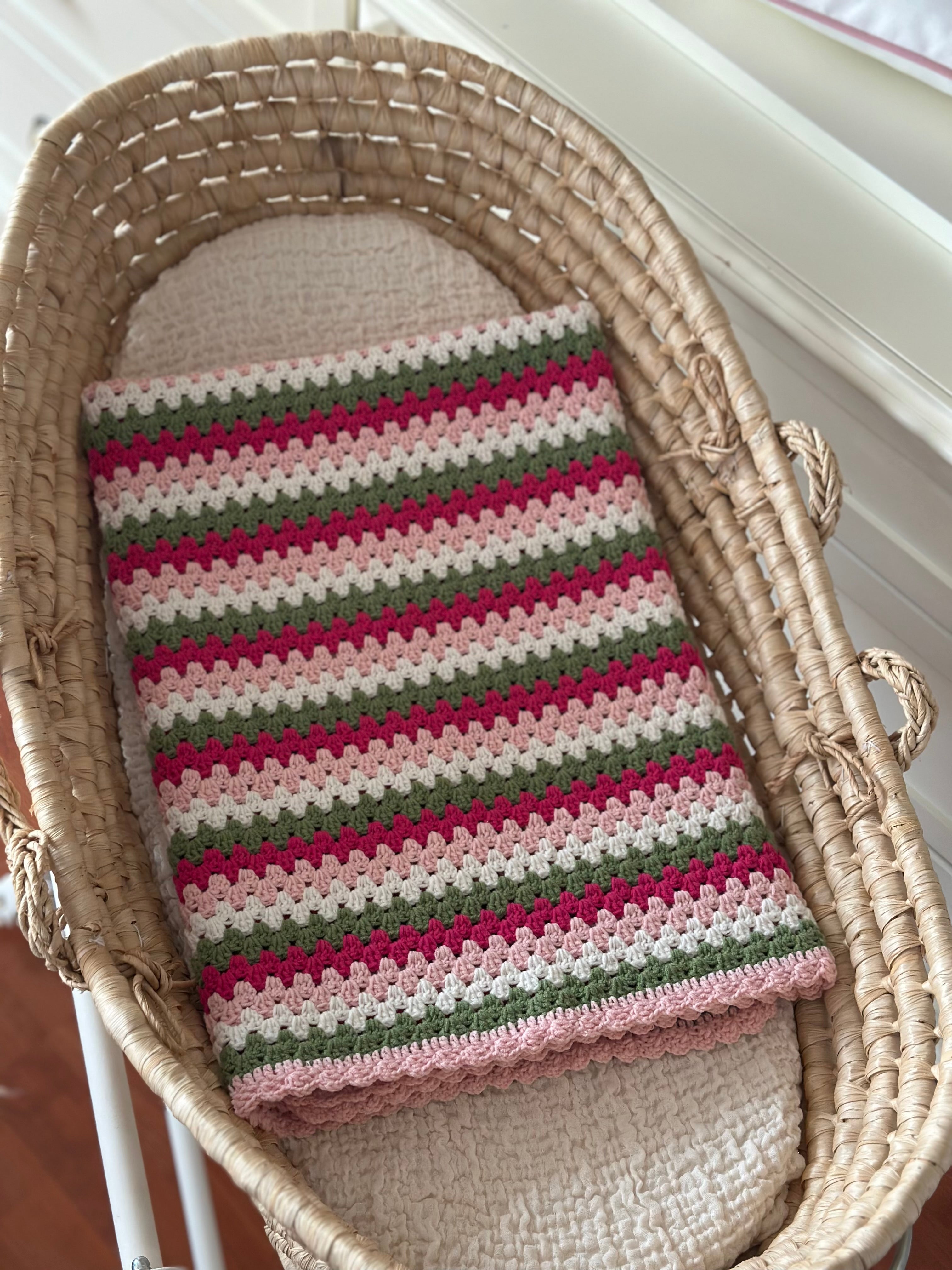 El Örgüsü Renkli Bebek Battaniyesi Pembe Tonları