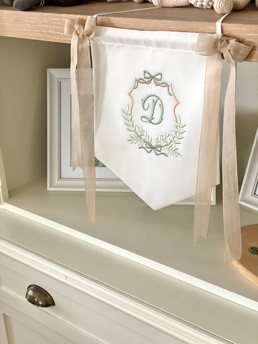 Kişiye Özel Keten Kurdele ve Harfli Bebek Banner / Kapı Süsü