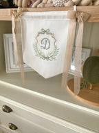 Kişiye Özel Keten Kurdele ve Harfli Bebek Banner / Kapı Süsü