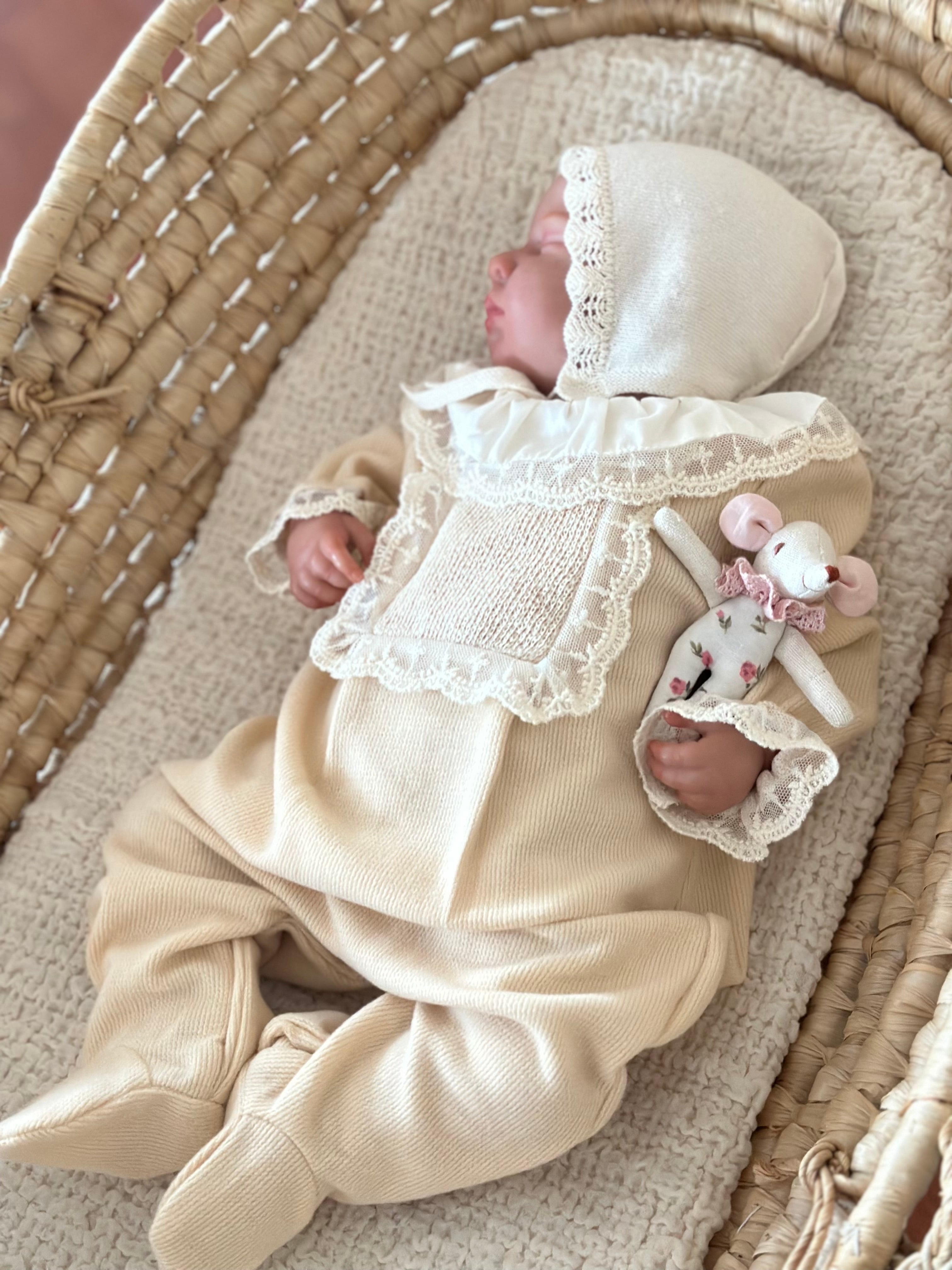 Lace Baby Girl Jumpsuit – Powder &amp; Salmon