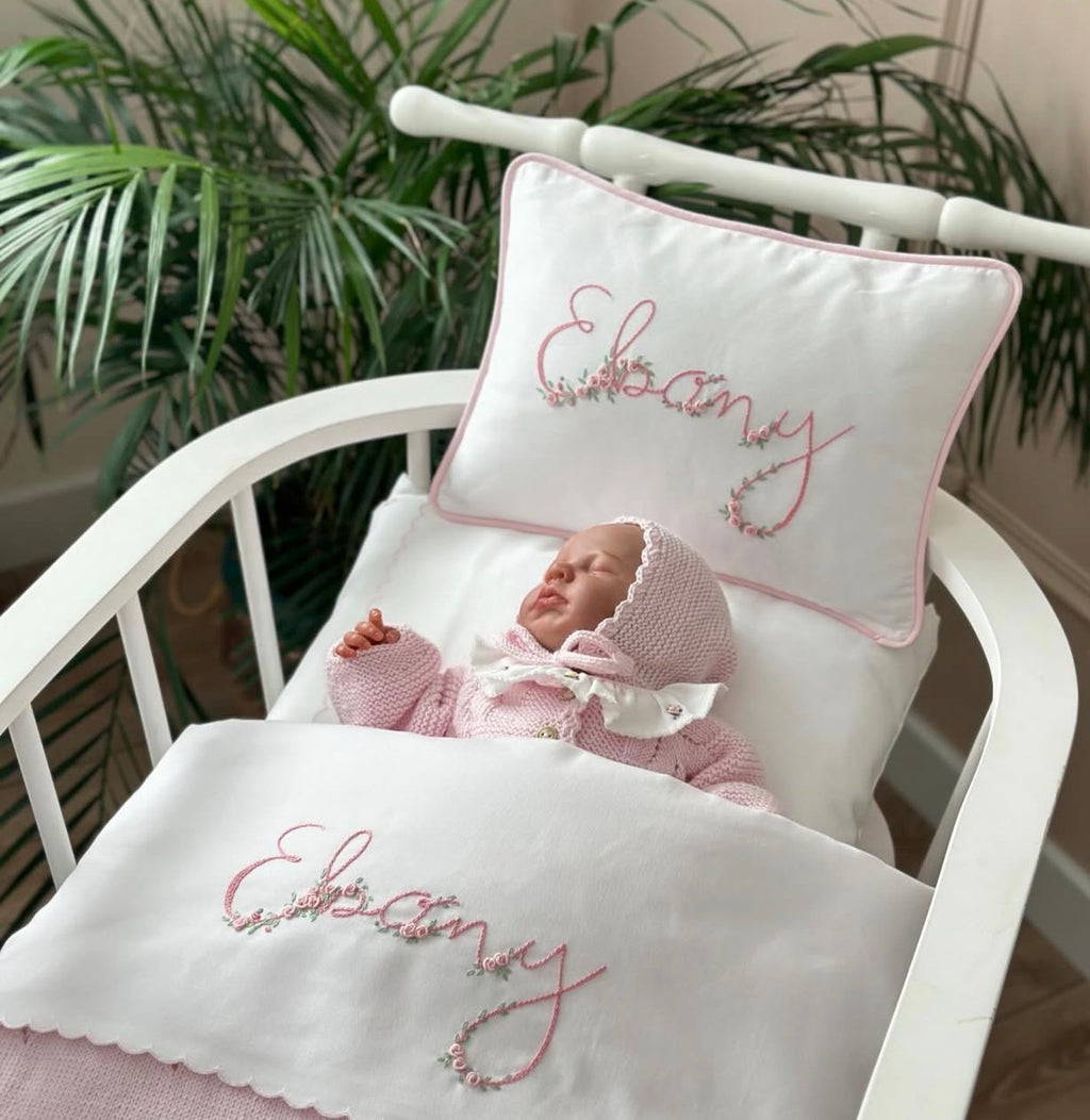 Personalized Rococo Embroidered Baby Pillow