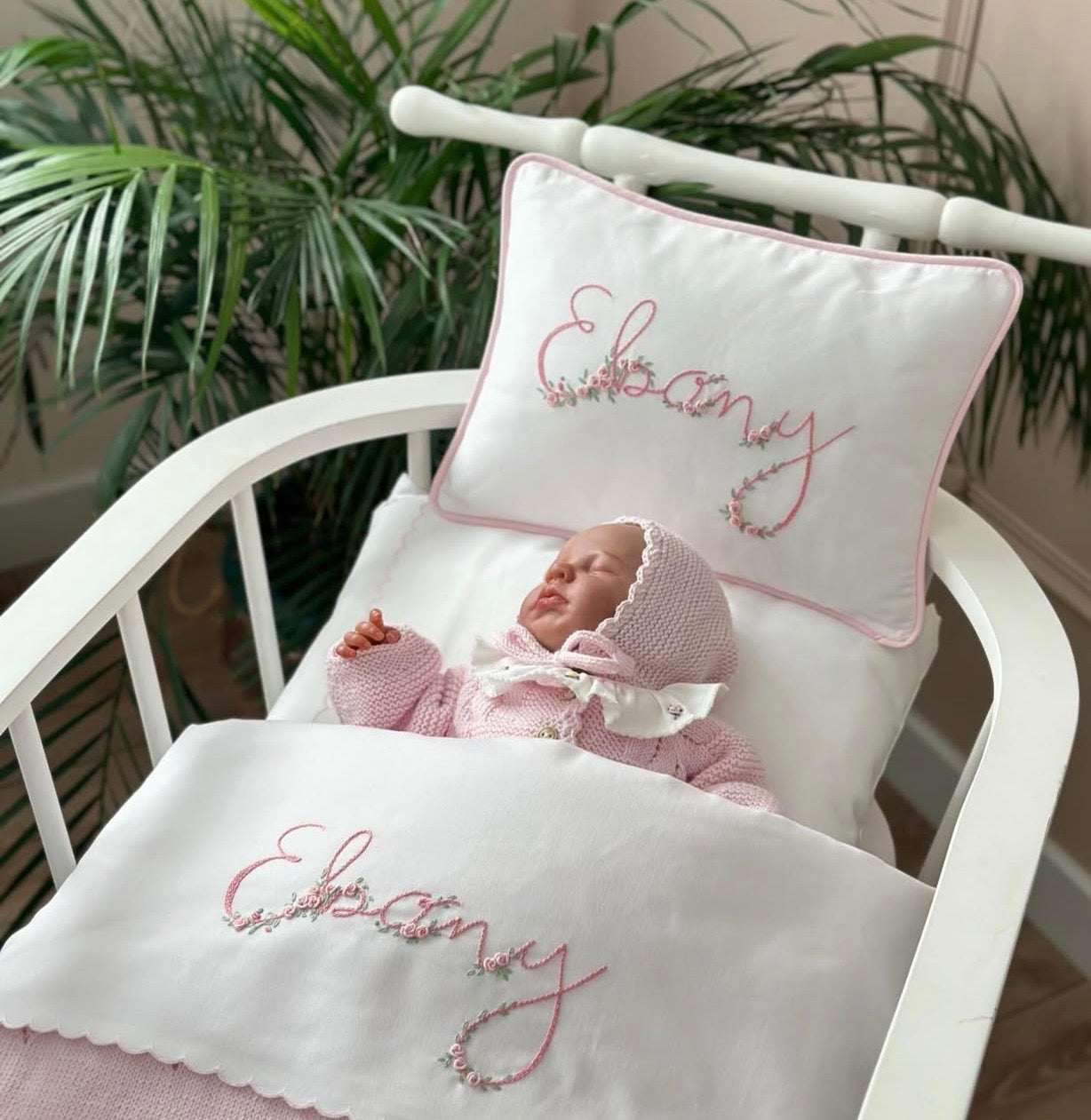 Personalized Rococo Embroidered Baby Pillow