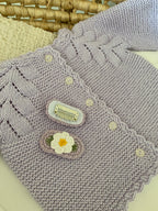 Örgü Lavanta Çiçekli Saçsız Bebek Tokası