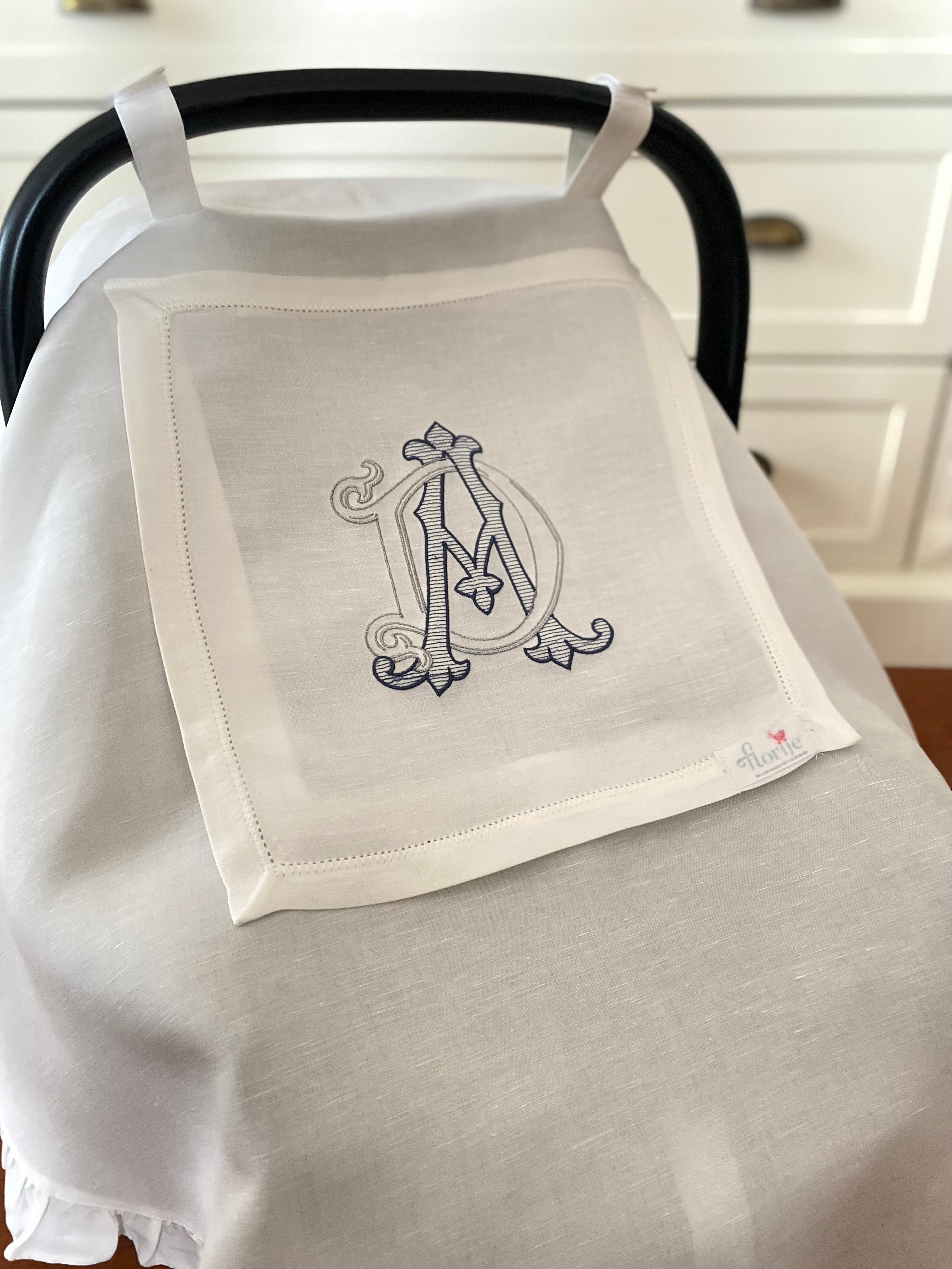 Monogrammed Linen Stroller Cover