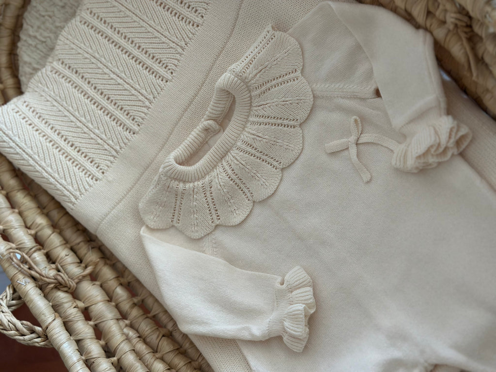 Pure 5 Parça Triko Yenidoğan Bebek Seti – Krem