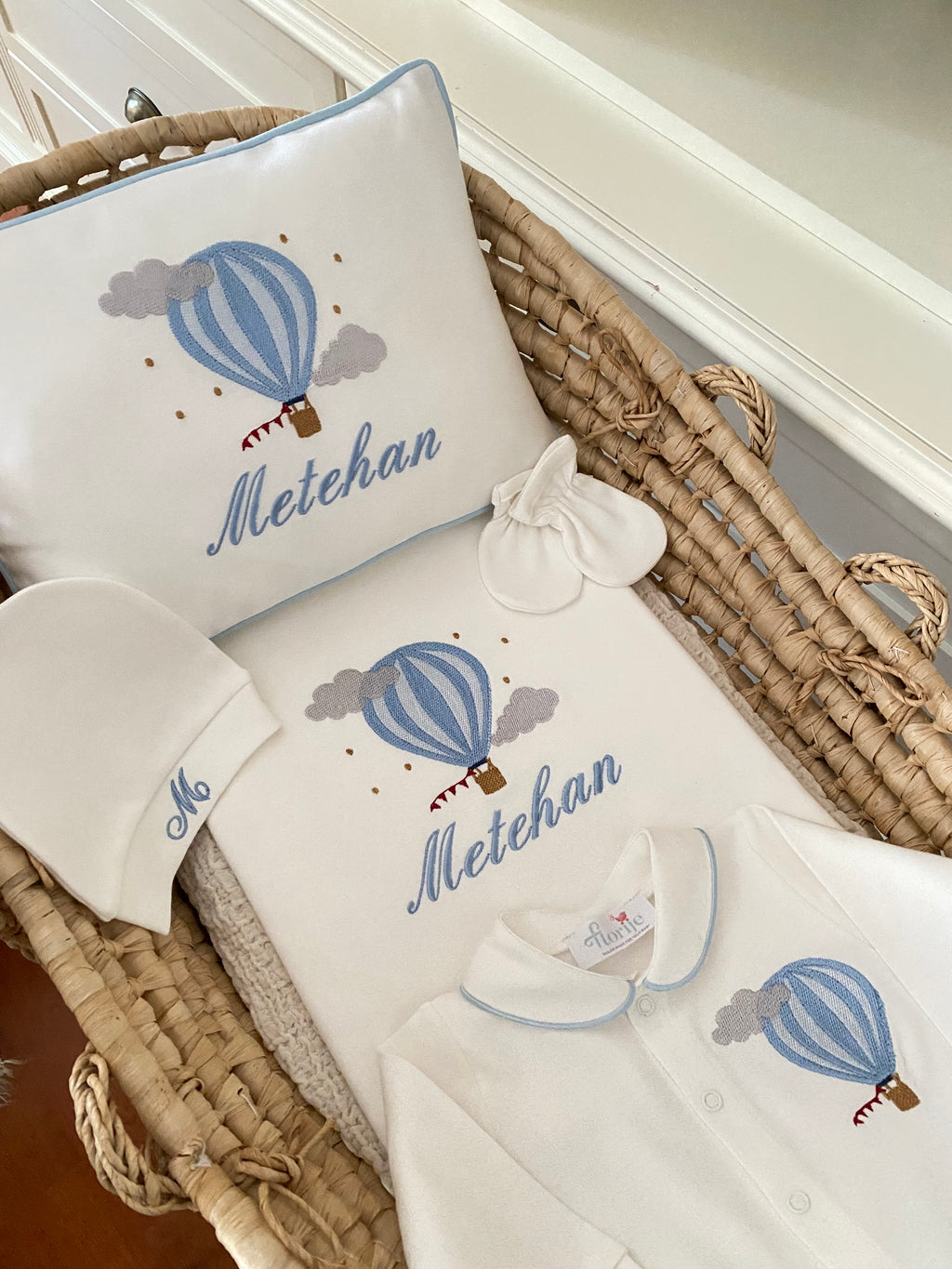 Uçan Balon - Bebek Hastane Çıkış Seti - Mavi