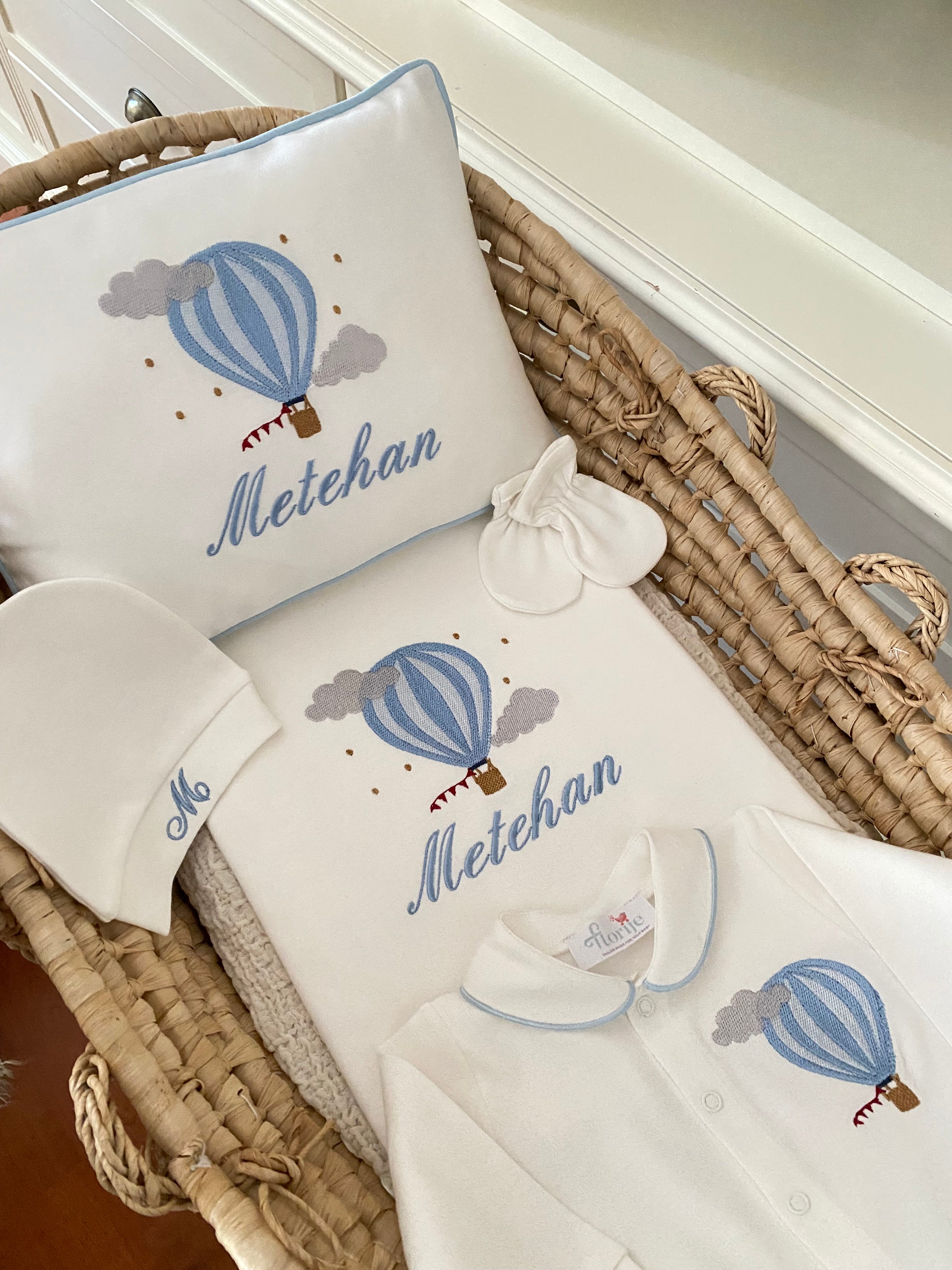 Uçan Balon - Bebek Hastane Çıkış Seti - Mavi