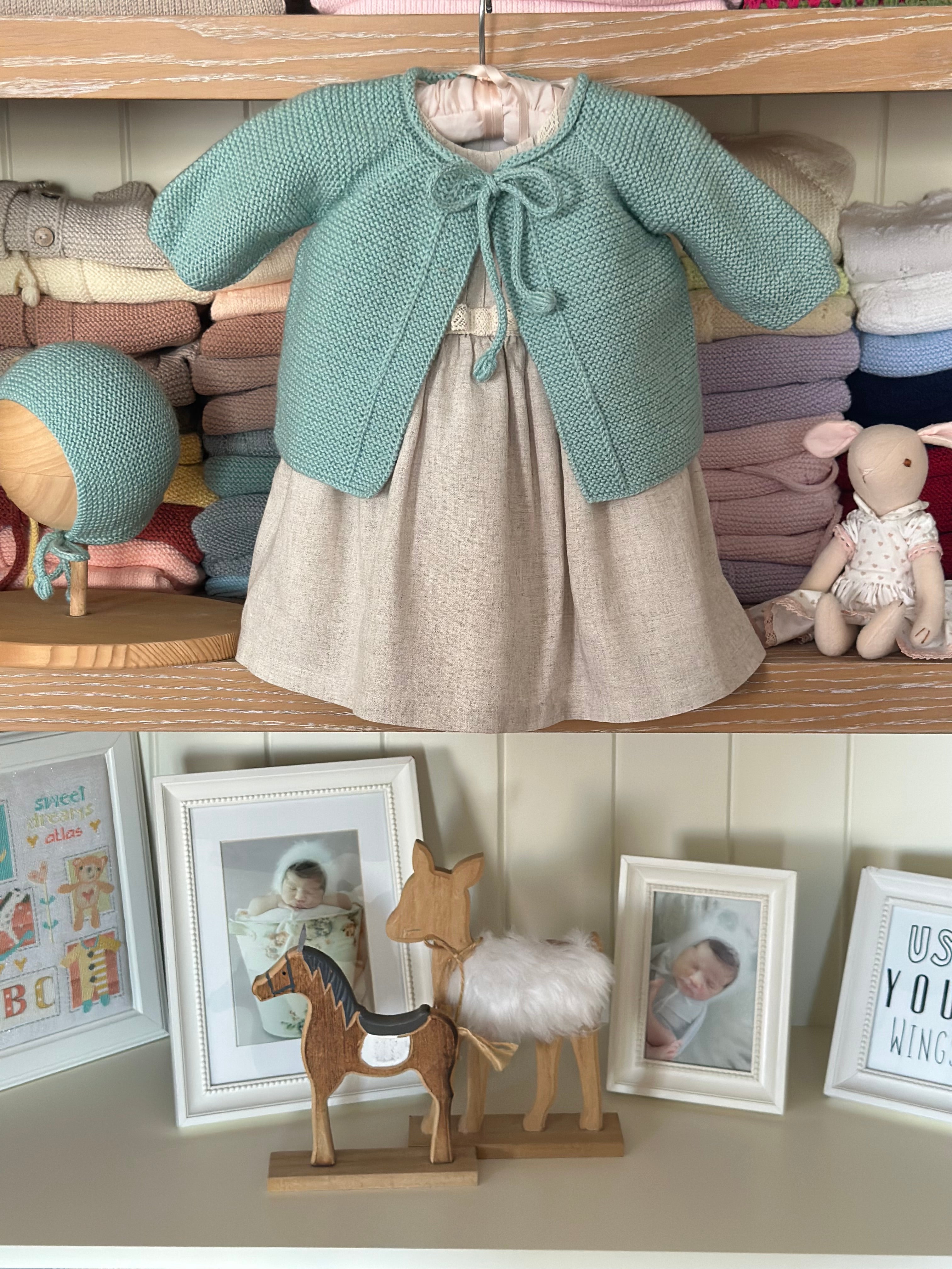 Pure– Bej Keten Kız Bebek Elbise 6–24 Ay