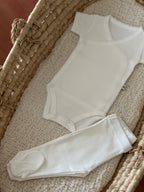 Organik Pamuk Kısa Kollu Kruvaze Zıbın & Pantalon 2 Parça Yenidoğan Set