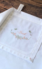 Keten Puset Örtüsü Fiyonklu Yeşil/Pembe