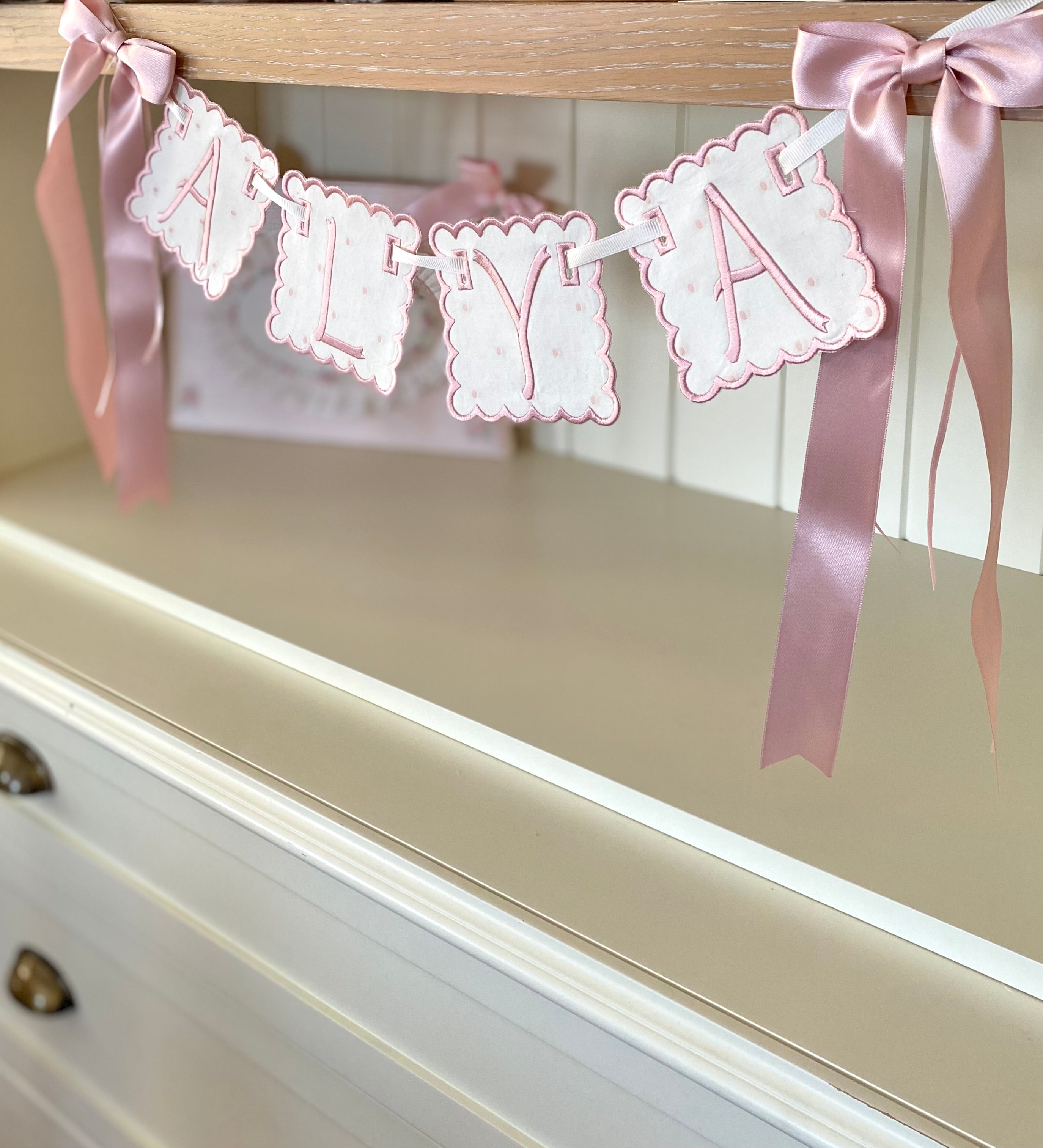 Personalized Machine Embroidered Baby Banner | Pennant | Door Decoration