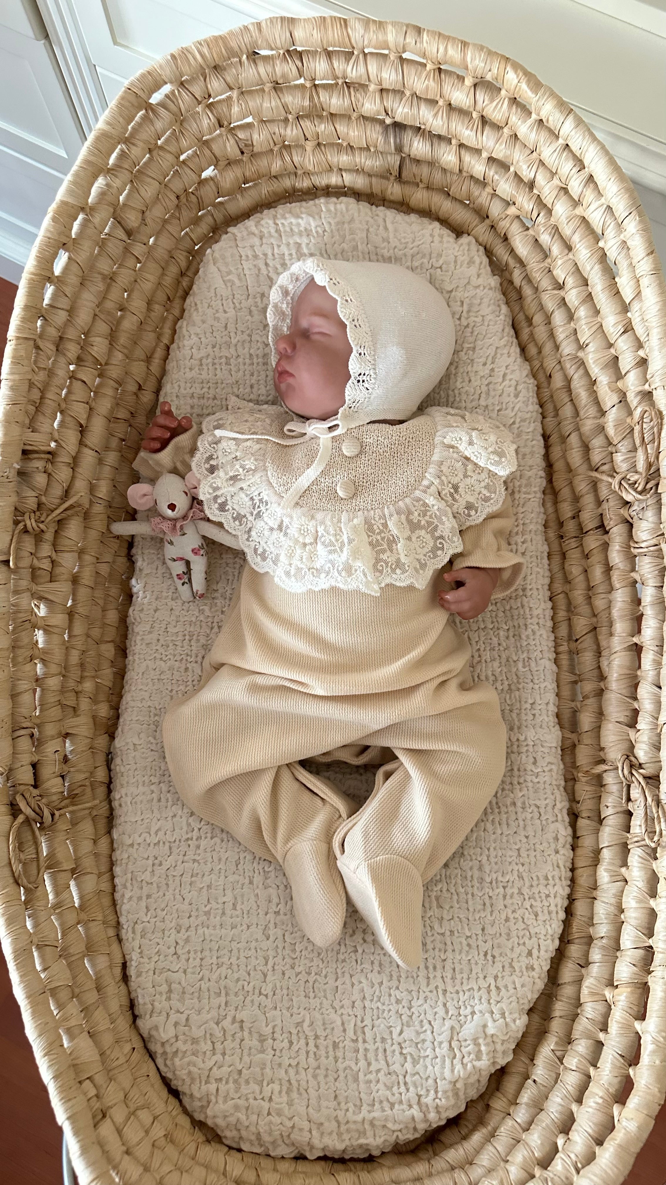 Salmon Wide Lace Detailed Baby Girl Romper