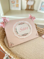 Rococo Embroidered Personalized Fabric Door Decoration | Named Baby Room Decor