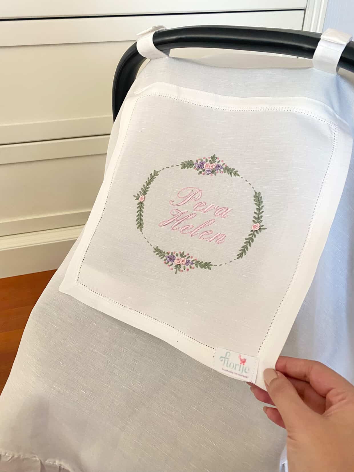 Keten Puset Örtüsü Oval Model Lila/Pembe