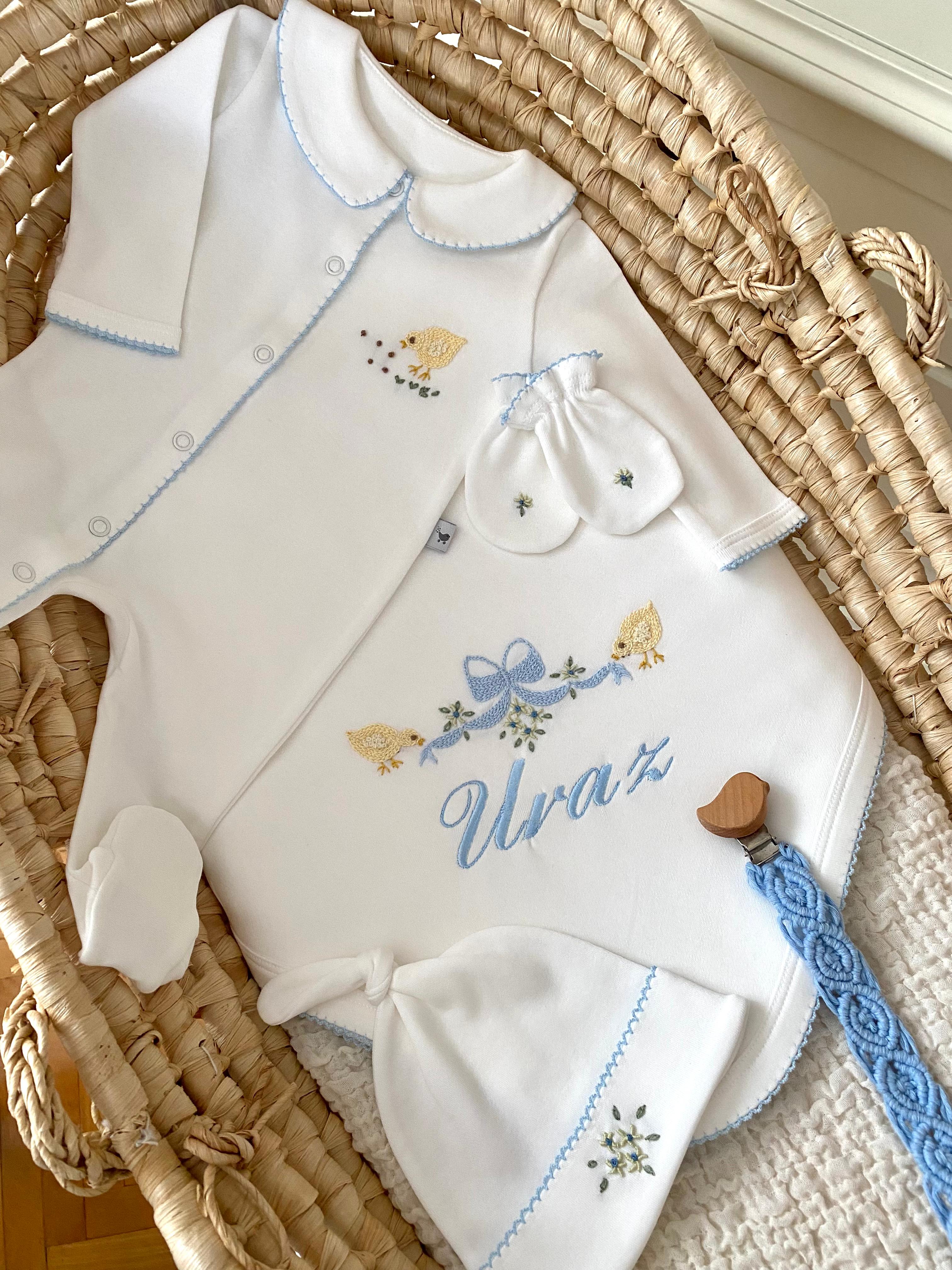 Little Chick Organik Yenidoğan Seti – Kroşeta Kenar Detaylı