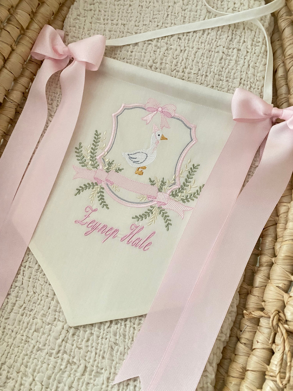 Duckling Kişiye Özel İsimli Keten Banner / Kapı Süsü Çelenk